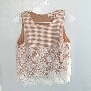 Floral Sans Souci crop top. Nude under the lace.
